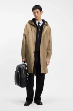 Water-repellent parka in stretch-cotton satin