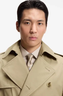 Water-repellent trench coat in cotton twill