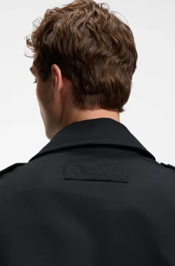 Water-repellent trench coat in cotton-blend twill