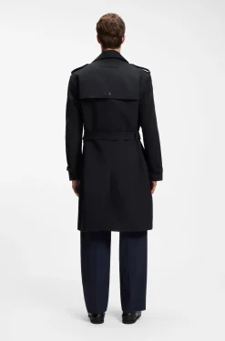 Water-repellent trench coat in cotton-blend twill
