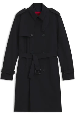 Water-repellent trench coat in cotton-blend twill