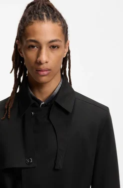 Water-repellent trench coat in gabardine twill
