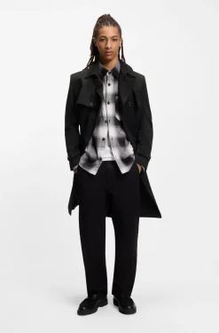 Water-repellent trench coat in gabardine twill