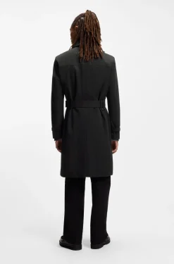 Water-repellent trench coat in gabardine twill