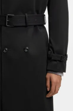 Water-repellent trench coat in gabardine twill