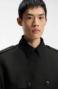 Water-repellent trench coat in cotton-blend twill
