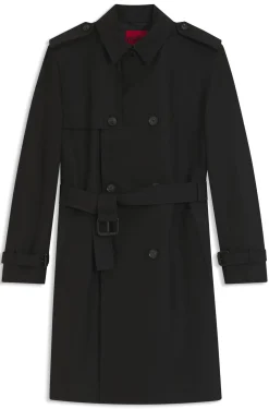 Water-repellent trench coat in cotton-blend twill