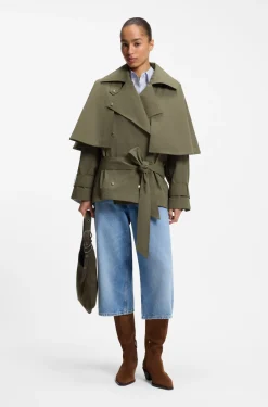 Water-repellent trench coat with belt