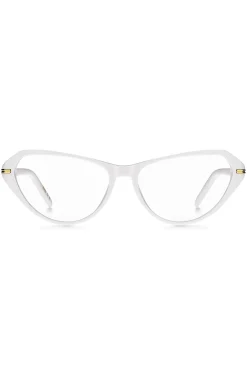 White-acetate optical frames with gold-tone hardware