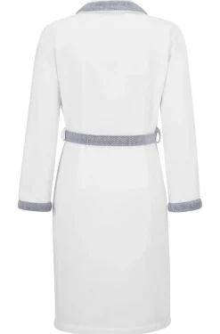 White cotton-velvet dressing gown with embroidered logo