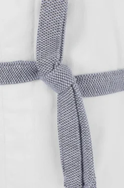 White cotton-velvet dressing gown with embroidered logo