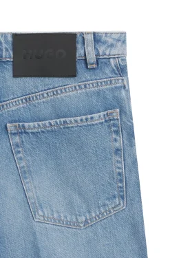Wide-leg-fit jeans in light-blue denim