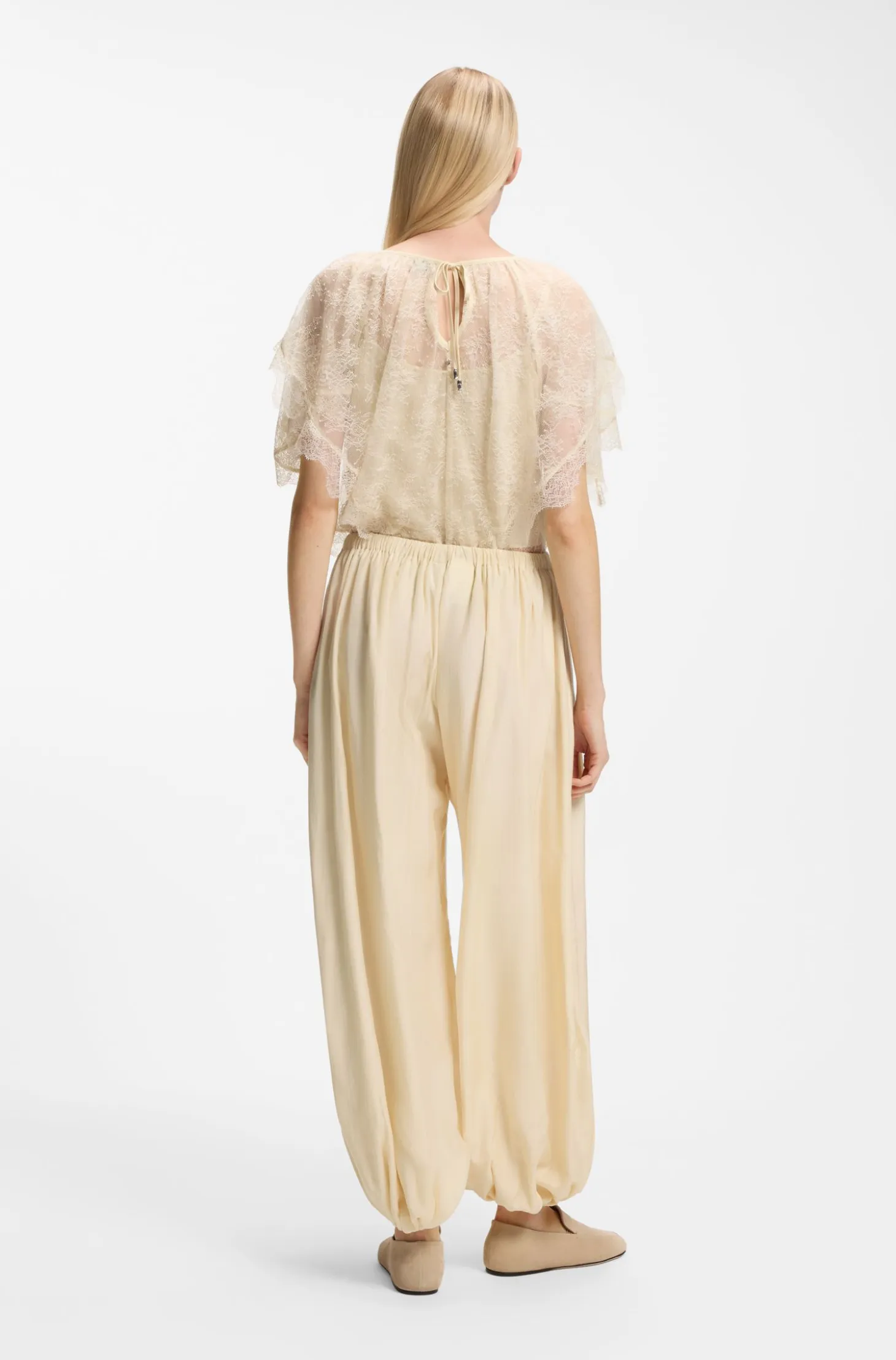 Wide-leg-fit trousers blended with modal