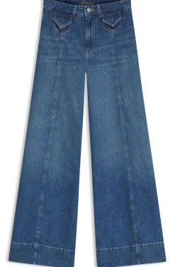 Wide-leg high-rise jeans in vintage-wash denim