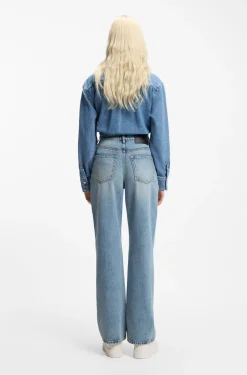 Wide-leg jeans in blue cotton denim