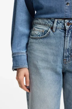 Wide-leg jeans in blue cotton denim