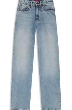 Wide-leg jeans in blue cotton denim