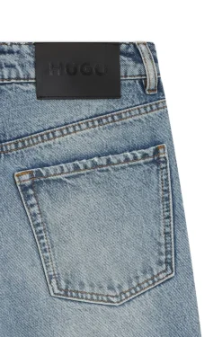 Wide-leg jeans in blue cotton denim
