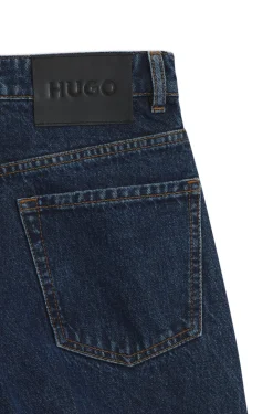 Wide-leg jeans in blue denim with front pleats
