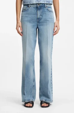 Wide-leg jeans in blue stretch denim