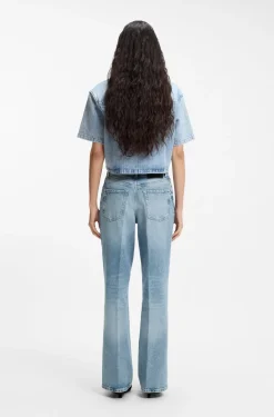 Wide-leg jeans in blue stretch denim