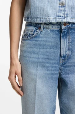 Wide-leg jeans in blue stretch denim