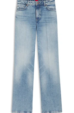 Wide-leg jeans in blue stretch denim