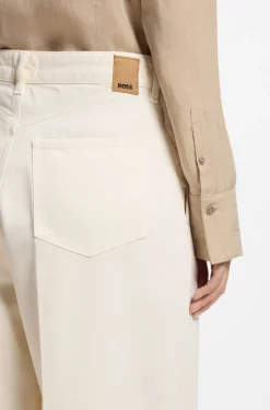 Wide-leg jeans in cream denim with front crease