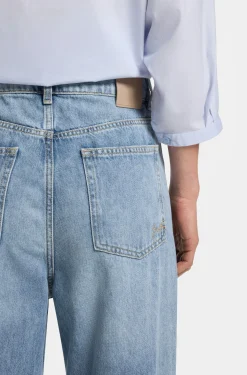 Wide-leg regular-fit jeans in light-blue denim