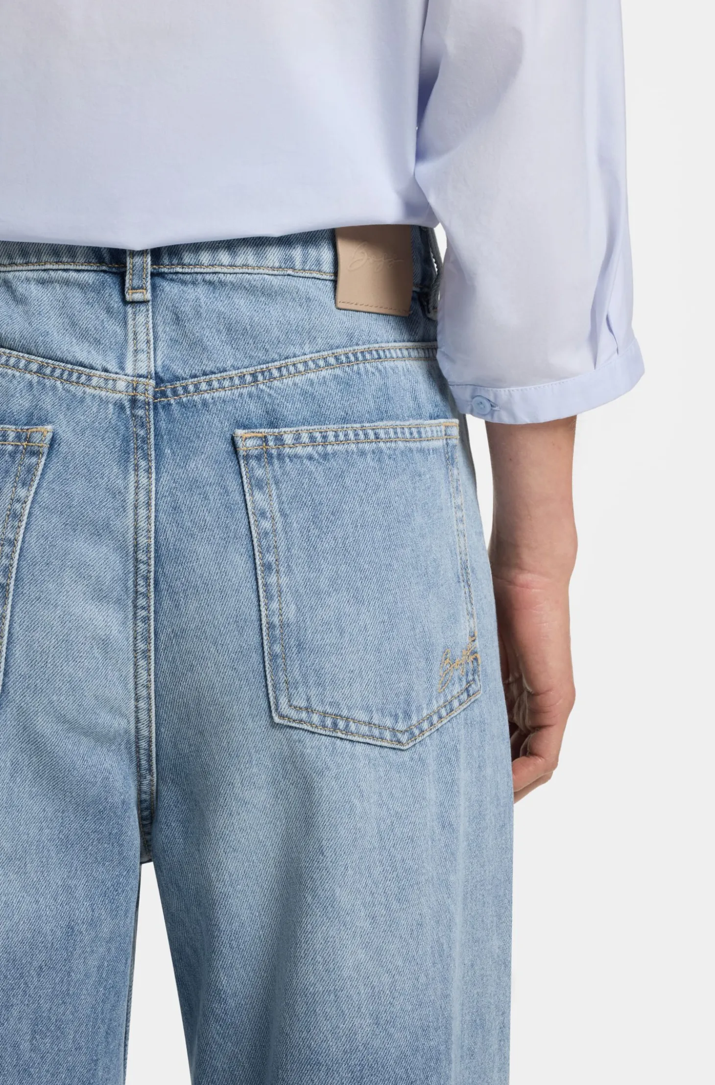 Wide-leg regular-fit jeans in light-blue denim