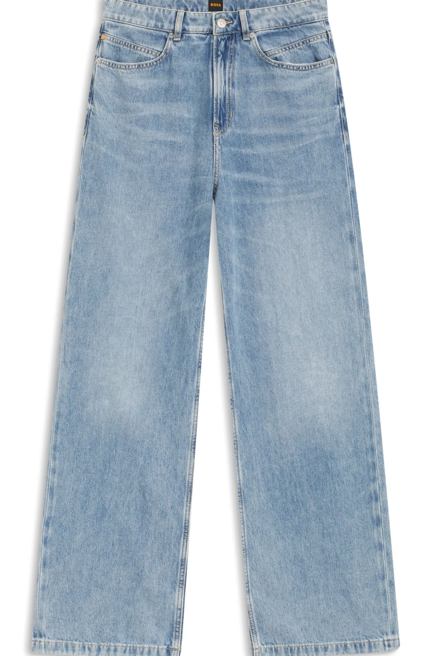 Wide-leg regular-fit jeans in light-blue denim