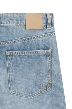 Wide-leg regular-fit jeans in light-blue denim