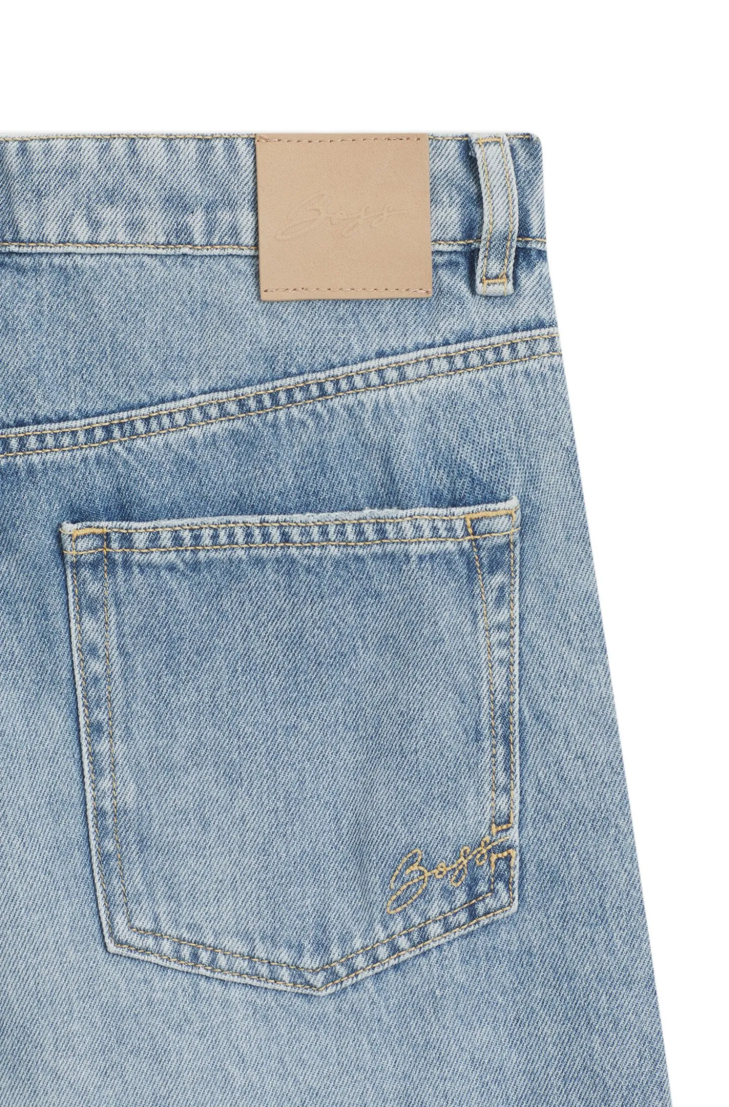 Wide-leg regular-fit jeans in light-blue denim