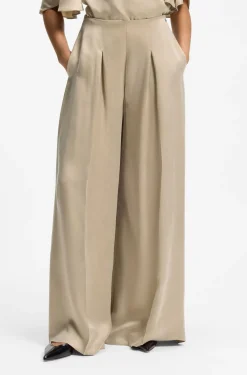 Wide-leg regular-fit trousers with box pleats