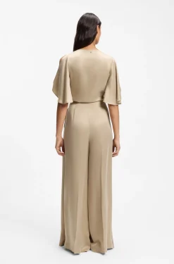 Wide-leg regular-fit trousers with box pleats