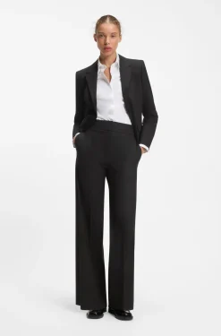 Wide-leg regular-fit trousers in stretch fabric