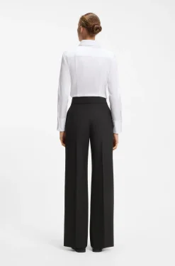 Wide-leg regular-fit trousers in stretch fabric