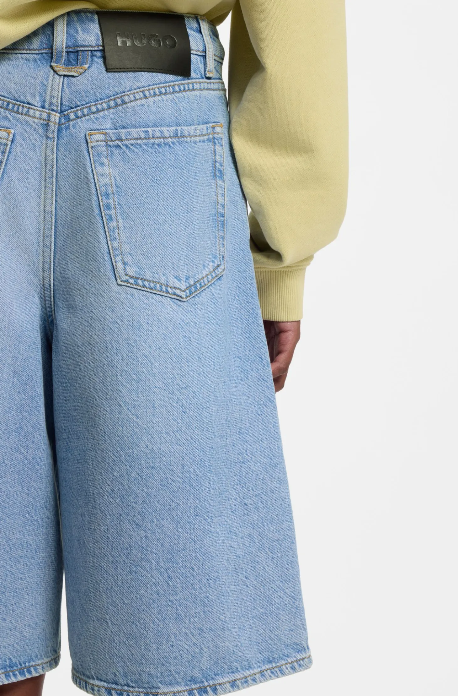 Wide-leg shorts in bright-blue denim