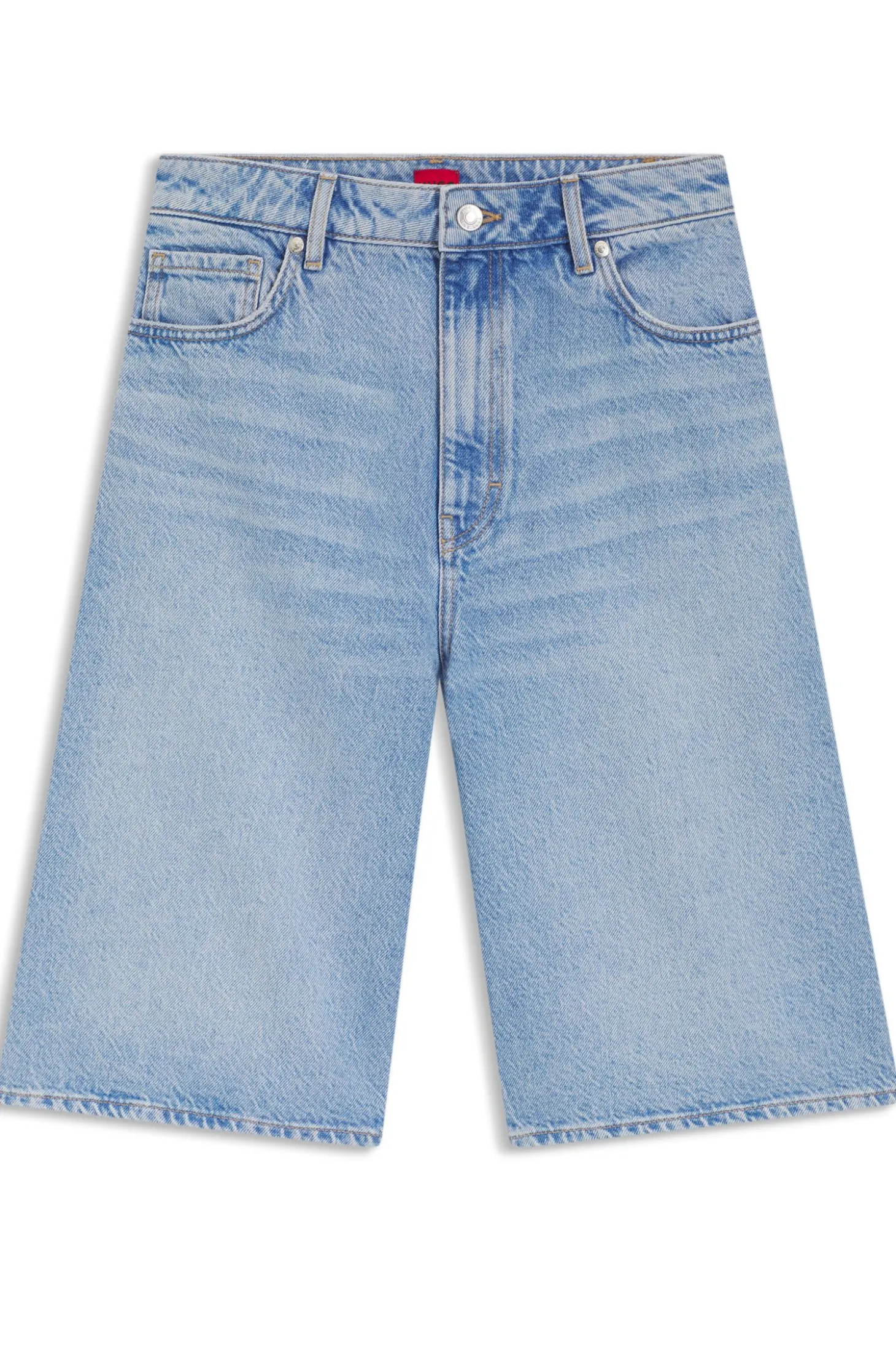 Wide-leg shorts in bright-blue denim