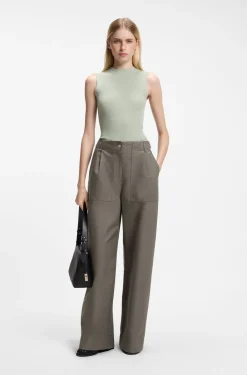 Wide-leg trousers in cotton denim