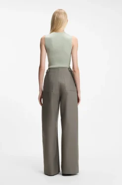 Wide-leg trousers in cotton denim