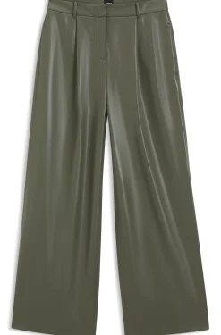 Wide-leg trousers in faux leather