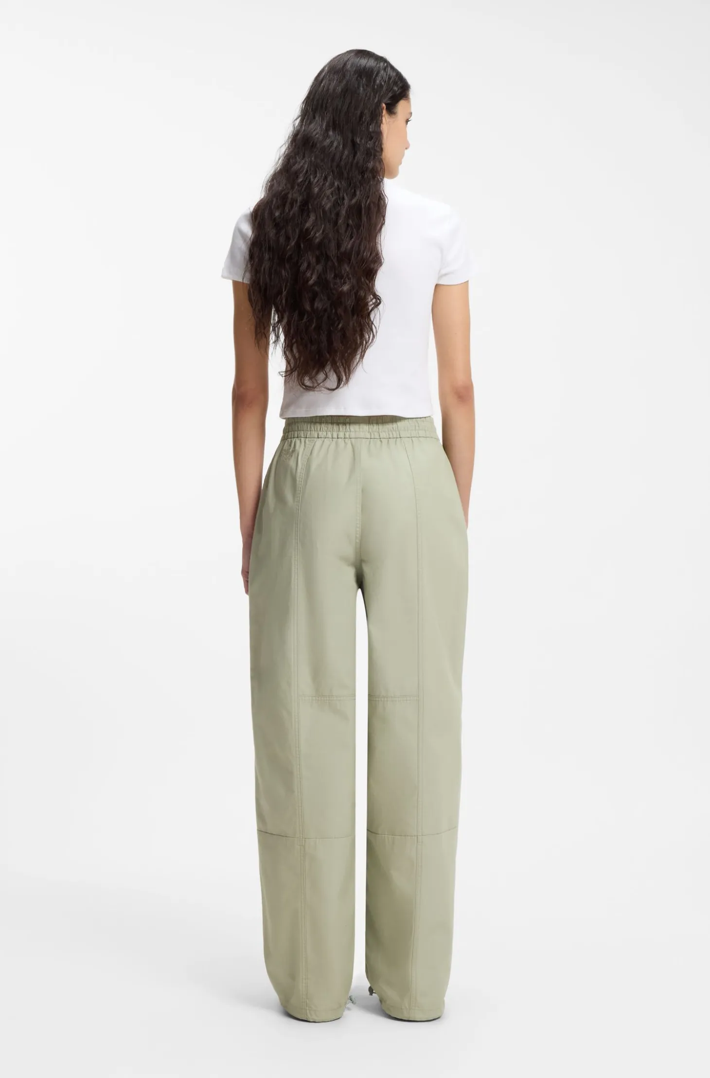 Wide-leg trousers in paper-touch cotton