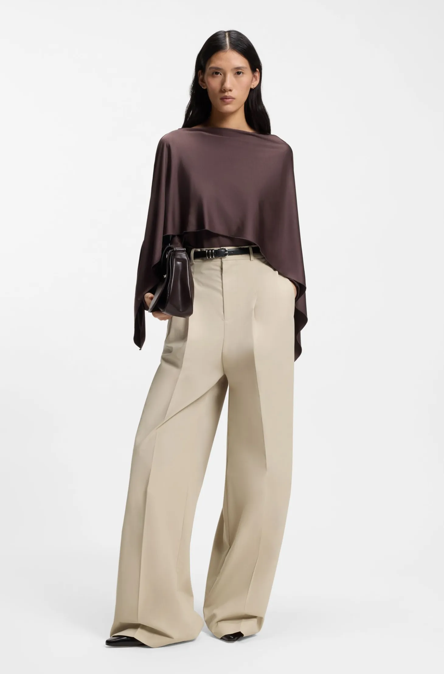 Wide-leg trousers in stretch cotton