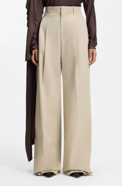 Wide-leg trousers in stretch cotton
