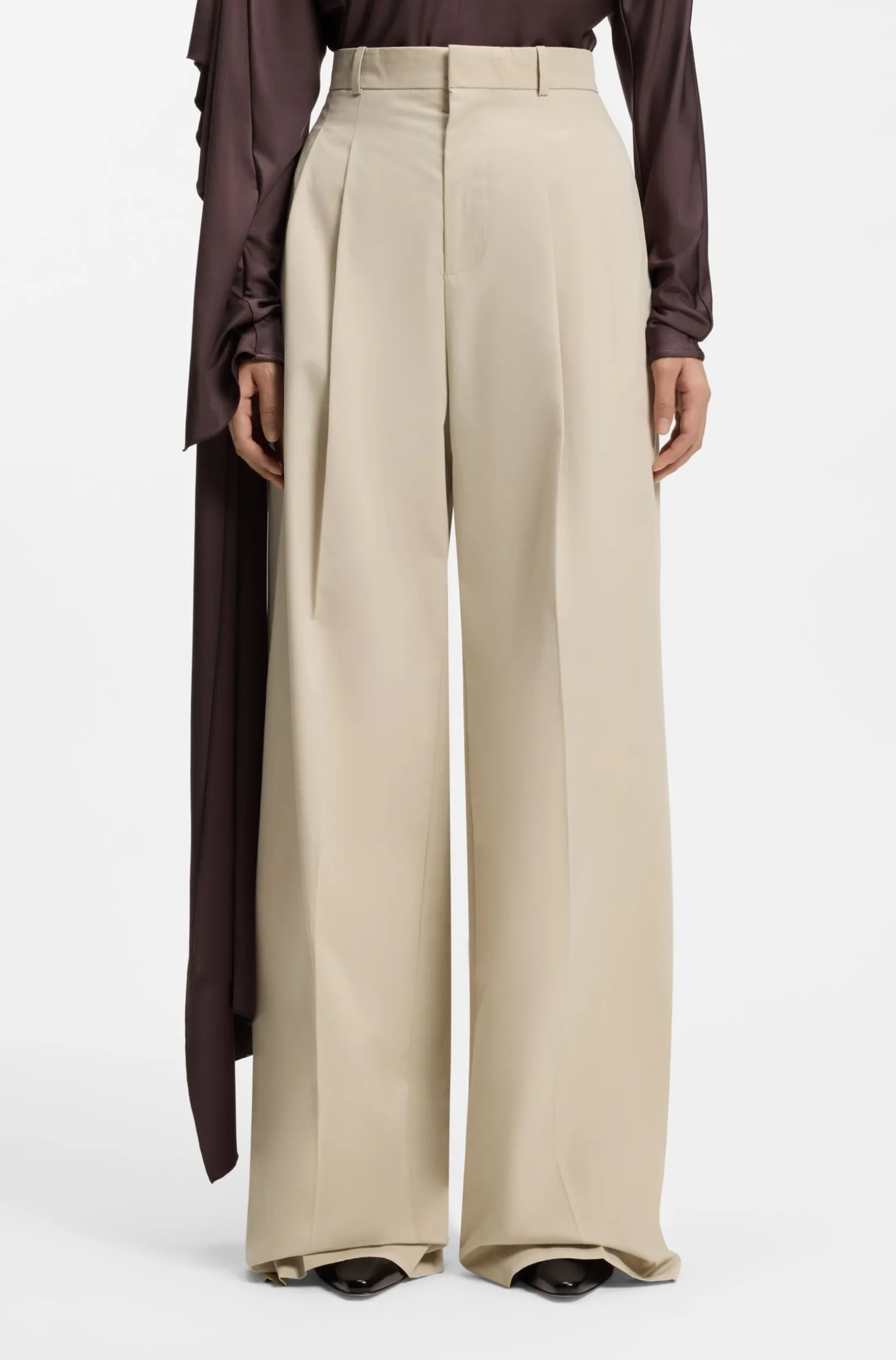 Wide-leg trousers in stretch cotton