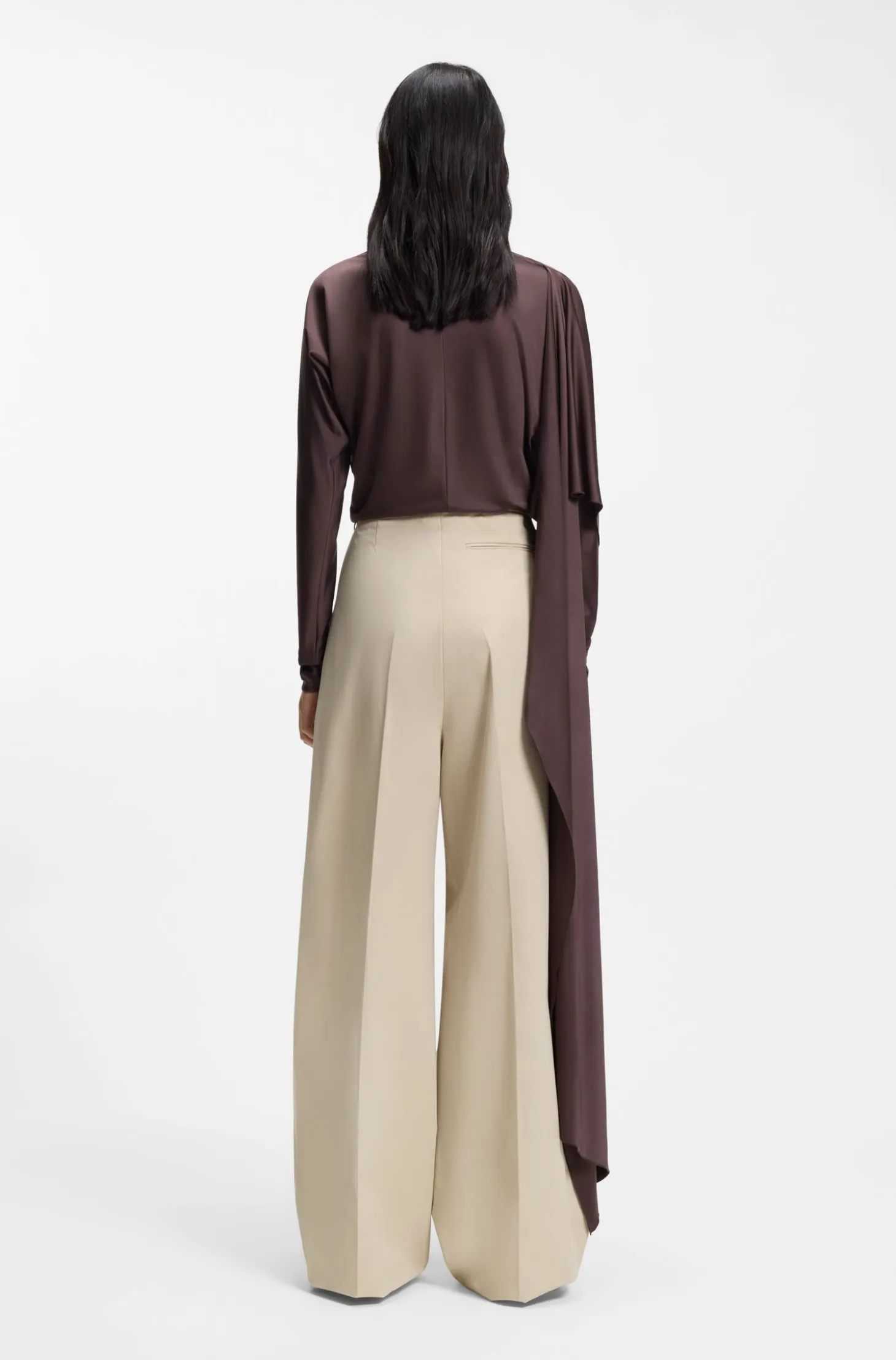 Wide-leg trousers in stretch cotton