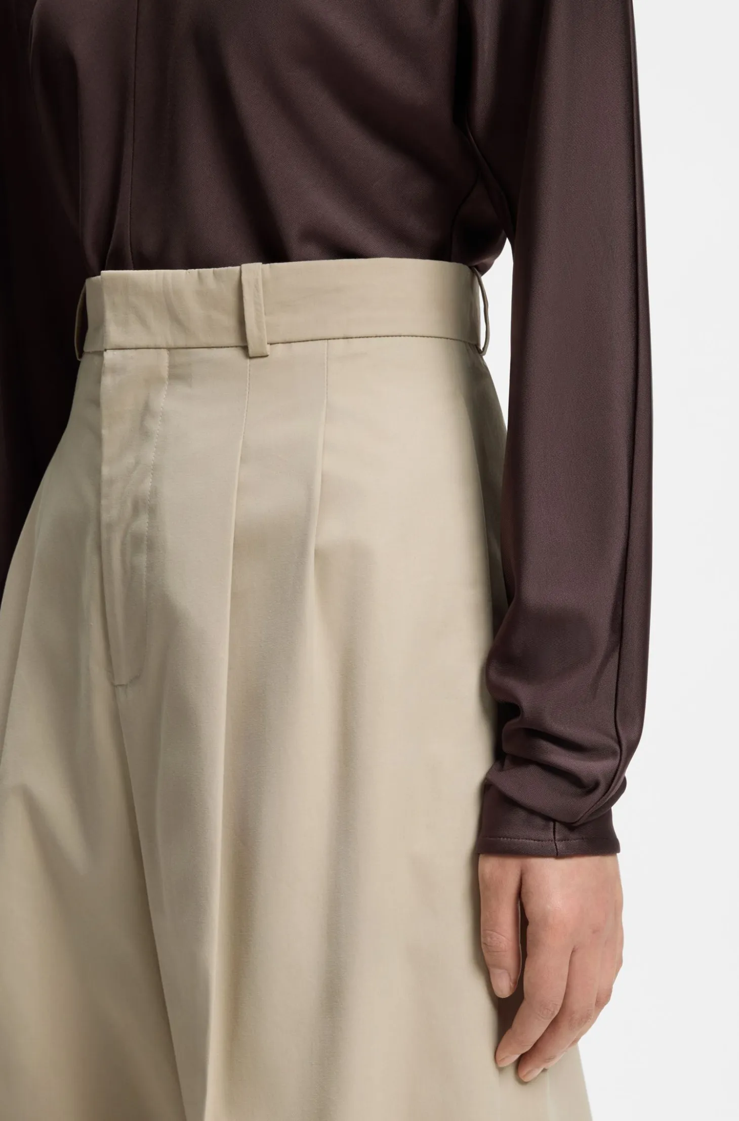 Wide-leg trousers in stretch cotton