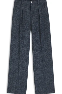 Wide-leg trousers in stretch tweed