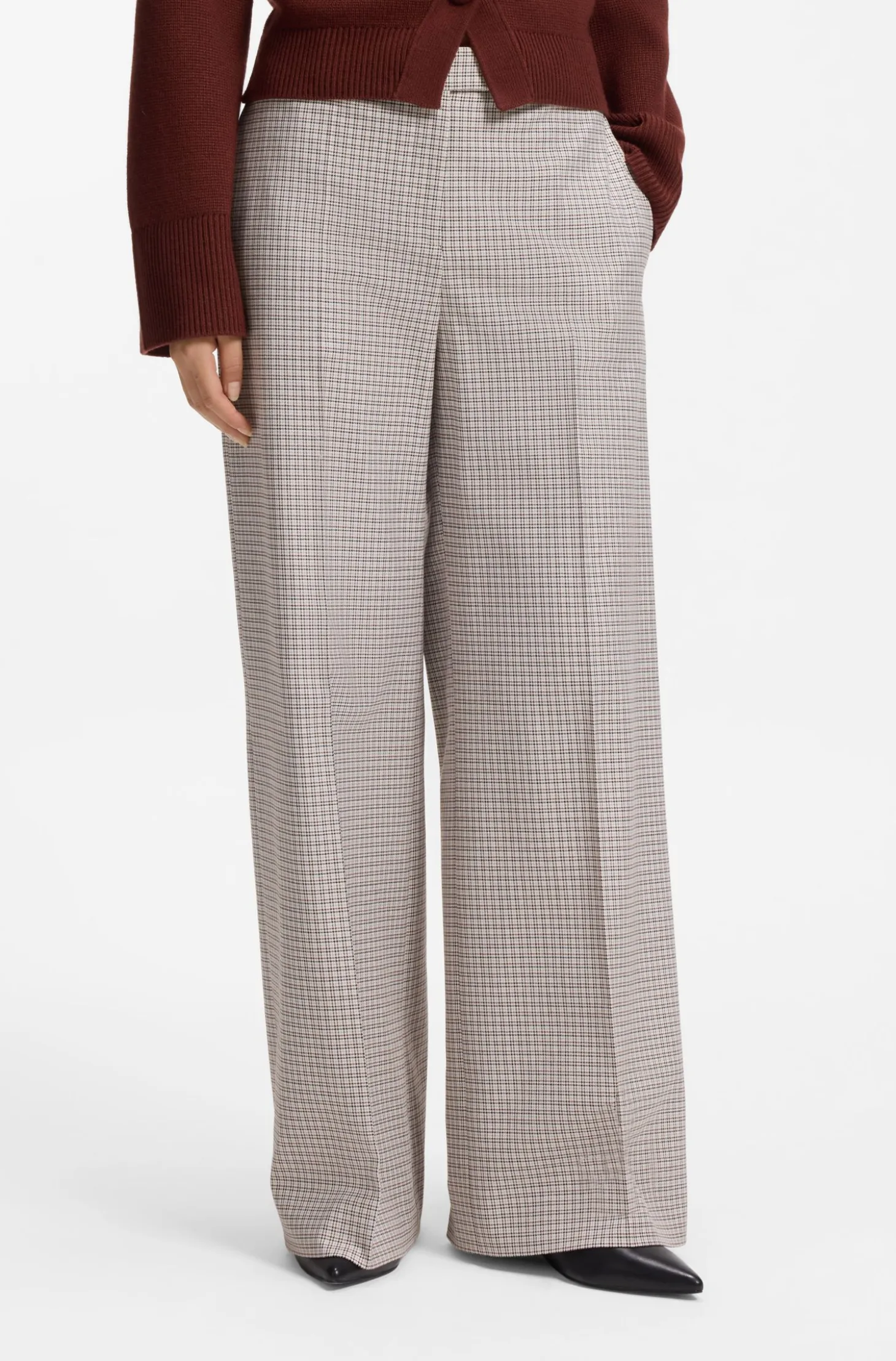 Wide-leg trousers with micro check
